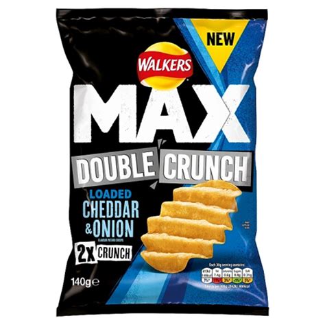 Walkers Max Double Crunch Loaded Cheddar And Onion Sharing Crisps 140g 1