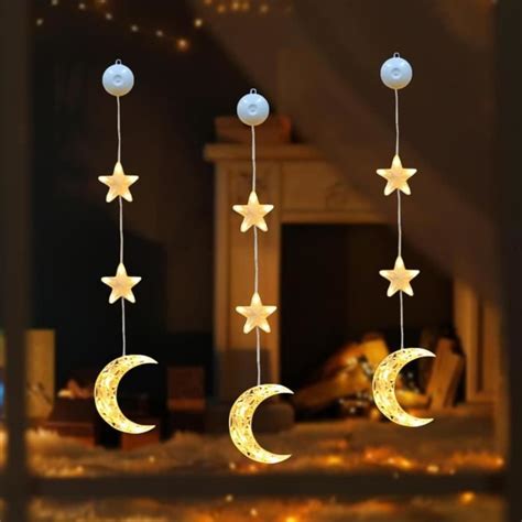 Décoration De Fenêtre Ramadan Étoile Led Lune Aïd Mubarak Guirlande