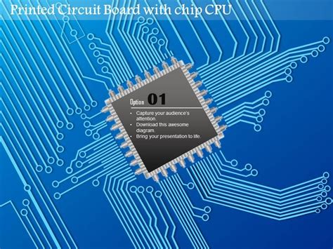 Printed Circuit Board Pcb With Chip Cpu In The Middle And Copper