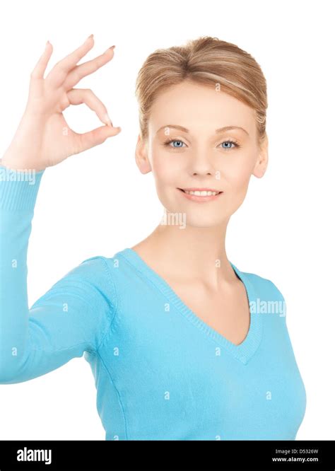 Young Woman Showing Ok Sign Stock Photo Alamy