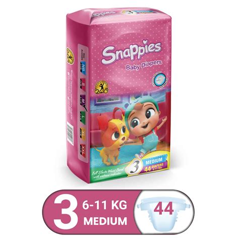 Snappies Baby Diapers Mega Economy Pack Size 3 Medium 6 11kg 44