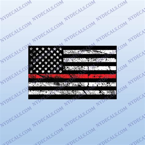 Thin Red Line Flag Decal Firefighter Decal Weathered Flag Decal