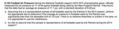 Solved 6.124 Football Air Pressure During the National | Chegg.com