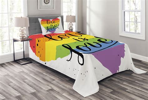 Pride Bedspread Set Lgbt Gay Lesbian Parade Love Is Love Inspiring