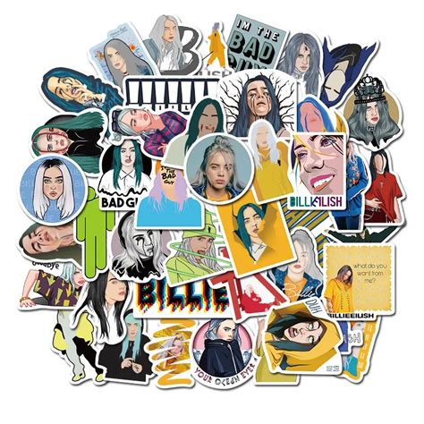 50pcs Pack New Billie Eilish Stickers Decal Waterproof For On Suitcase