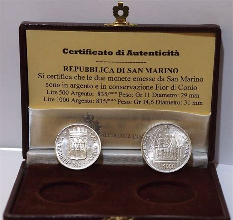 SAN MARINO 500 1000 ARGENTO GRECO SAN BENEDETTO DITTICO COFANETTO