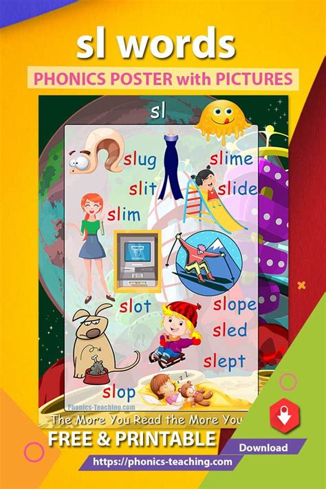 Sl Words Consonant Blend Poster For Sl With Pictures Free