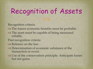 RECOGNITION AND MEASUREMENT OF ASSETS AND LIABILITIES PPT