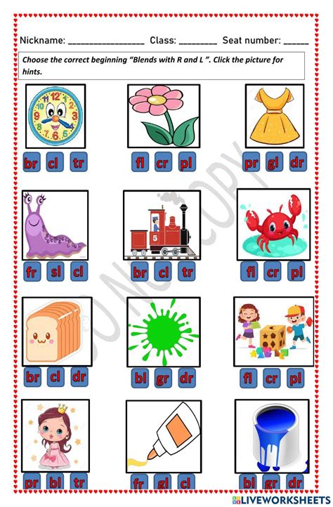 Beginning Blends 1 Interactive Worksheet Worksheets