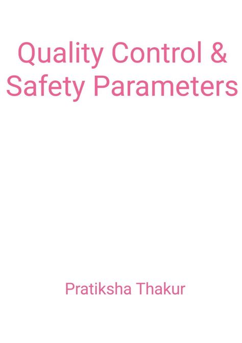 Quality Control And Safety Parameters As Per Who Guidelines Pdf