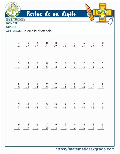 Ejercicios De Restas Para Niños Aprender A Restar