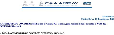 Anteproyecto Conamer Modificaci N Al Anexo Nom S Para