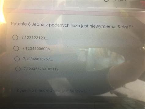 Jedna Z Podanych Liczb Jest Niewymierna Kt Ra Brainly Pl