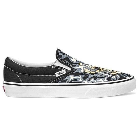 T Nis Masculino Vans Slip On Flame Skull Black True White Home