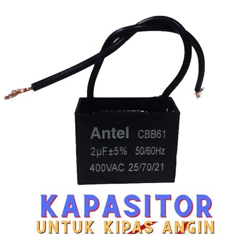 Jual Kapasitor Kipas Angin 2 400V AC Kotak Hitam Capacitor Kipas 2