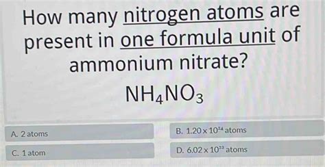 How Many Nitrogen Atoms Are Present In One Formula Unit Of Ammonium