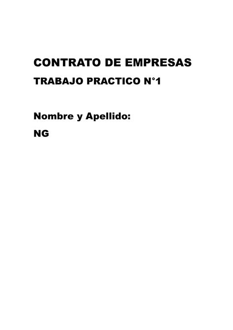 Tp Contrato De Empresas Contrato De Empresas Trabajo Practico N