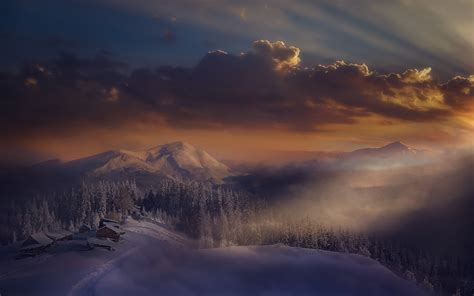 Wallpaper X Px Alps Cabin Clouds Forest Italy Landscape