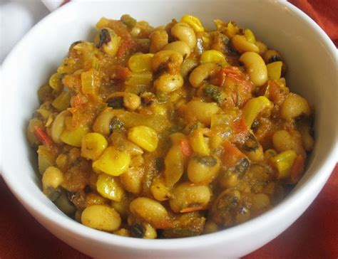 Black Eyed Peas Simmered In A Spicy Tomato Sauce With Corn Lisas