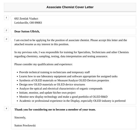 Associate Chemist Cover Letter Velvet Jobs