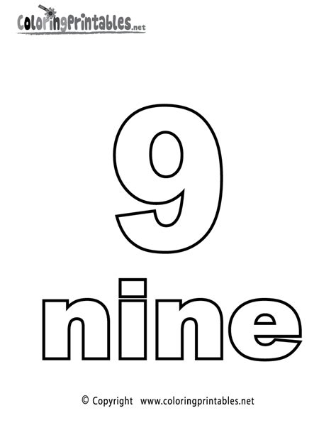 Free Printable Number Nine Coloring Page