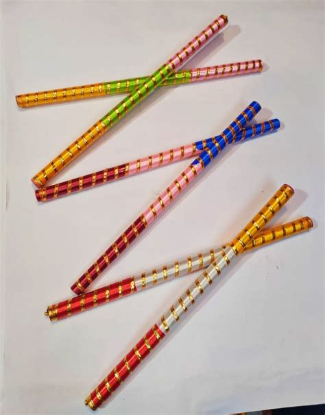 Tiranga Ribbon Multicolor Navratri Wooden Dandiya Stick For Garba