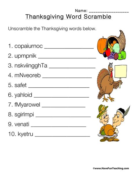 15 Fun To Solve Thanksgiving Word Scrambles Kitty Baby Love