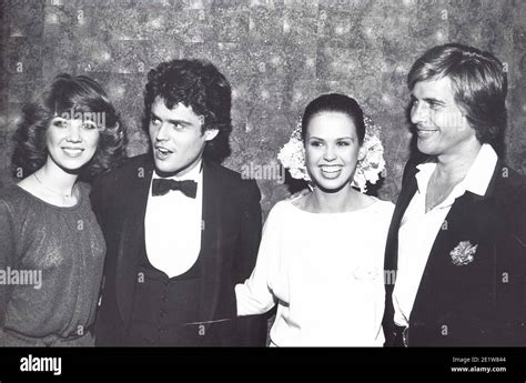 MARIE OSMOND with Dirk Benedict , Donny Osmond and his wife Debra Glenn at Gain Coconuts Preem ...