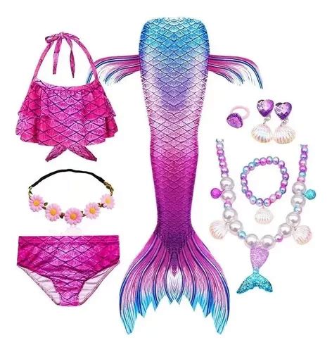 A Kit Cola De Sirena Con Bikini Monoaleta Infantil Meses Sin Inter S