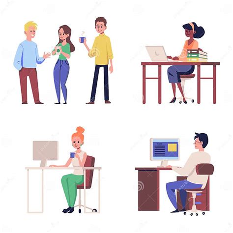 Set Of Business People Or Office Workers Flat Vector Illustration