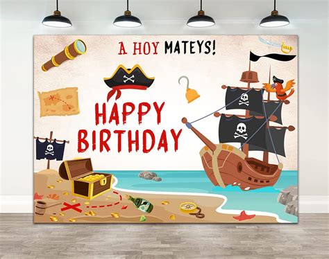 Ticuenicoa 7×5ft Pirate Birthday Backdrop Ahoy Mateys