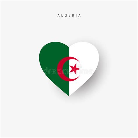 Algeria Heart Shaped Flag Origami Paper Cut Algerian National Banner Stock Illustration