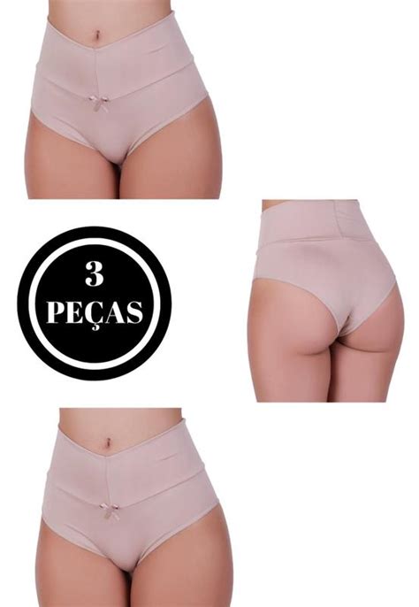 Kit Calcinha C S Alto Segura Barriga Tanga Modeladora P S Parto