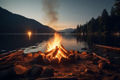 Premium Photo Wild Adventure Outdoor Nature Landscape With Bonfire