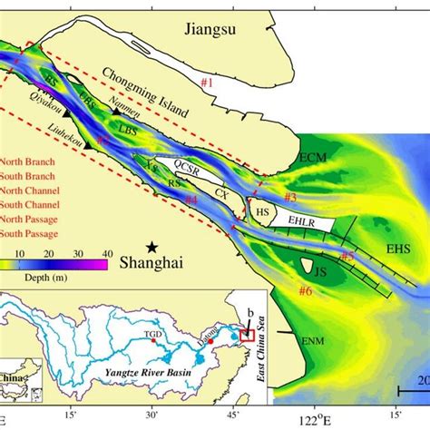 A Map Of The Yangtze River Basin B Map Of The Yangtze Estuary With