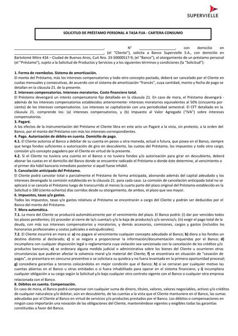 PDF SOLICITUD DE PRÉSTAMO PERSONAL A TASA FIJA CARTERA