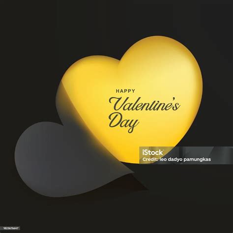 Happy Valentines Day Card With Heart On Black Background Vector Illustration Stock Illustration