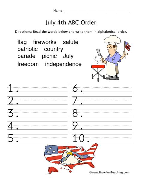 Fourth Of July Activity Sheets