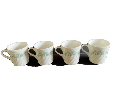 Corning Ware Callaway Ivy Green Leaves Oz Coffee Tea Cups Mugs Set