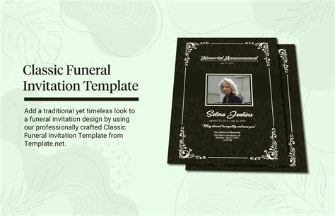 Funeral Announcement Invitation Template In PSD Pages Illustrator