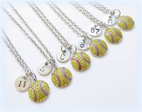 Personalized Softball Necklace Jewelry Softball Team Jewelry