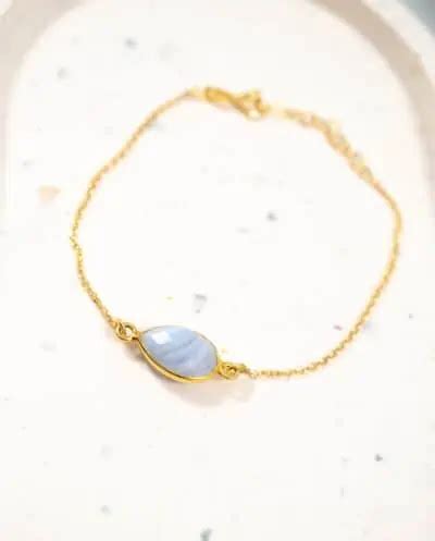 Gouden Armband Met Lichtblauw Larimar Edelsteentje Van Goud Op Zilver