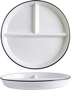 Amazon Bicuzat Pcs Ceramic Portion Control Plate Divided Dish