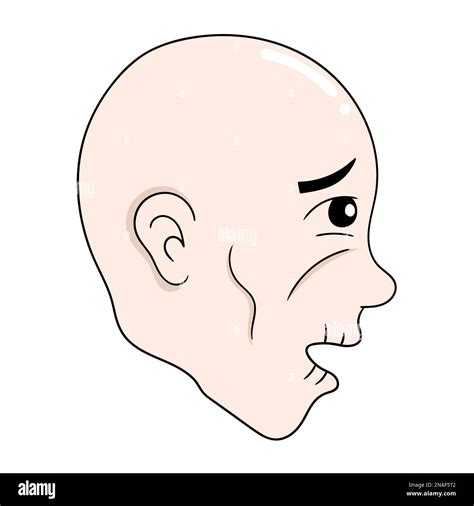 starving bald emaciated man head. vector design illustration art Stock ...