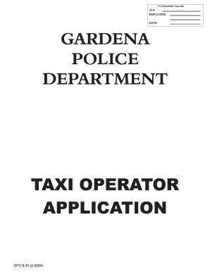 Fillable Online Gardenapd Taxicab Operator Permit Application Gardena