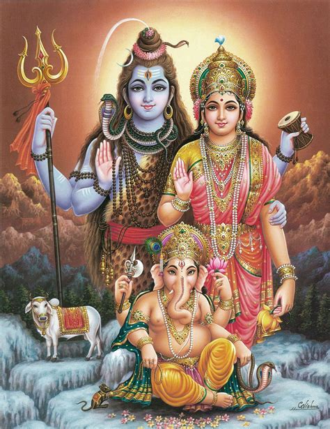 Lord Shiva And Ganesh And Parvati Photo - carrotapp