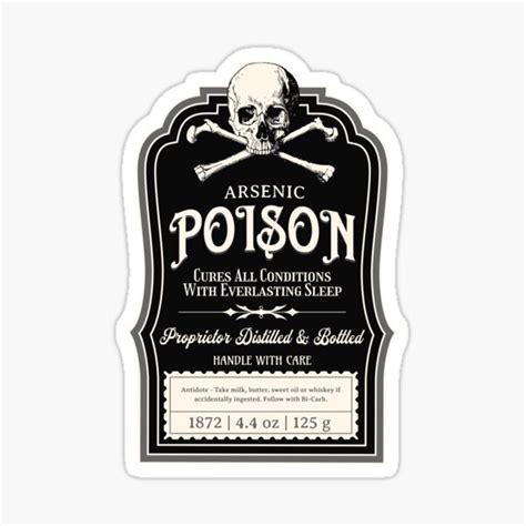 Vintage Victorian Poison Apothecary Arsenic Label Gothic Sticker For