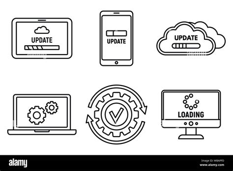 Computer System Update Symbole Gesetzt Umrisse Der Computer System