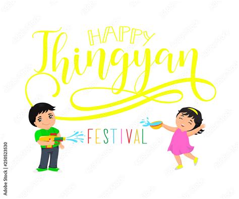 Myanmar Water festival wish. Vector illustration of Thingyan Festival. Stock Vector | Adobe Stock