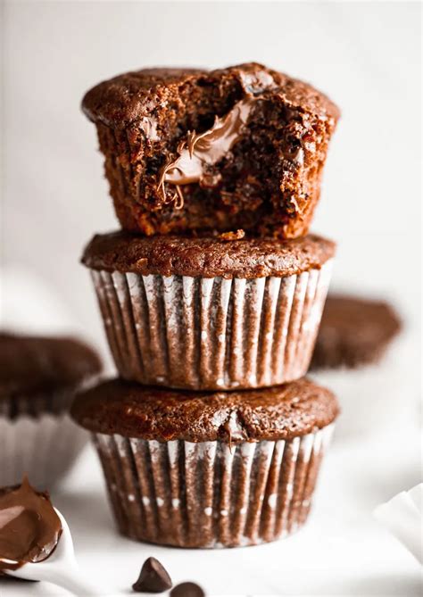 Nutella Stuffed Double Chocolate Muffins Dash Of Delightful Recipe